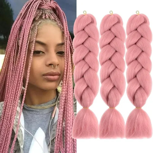 Vista 50 de Beige (613#) 6 paquetes de cabello trenzado de 24 pulgadas, de fibra sintética, sin picazón, extensiones de cabello para trenzar jumbo, textura