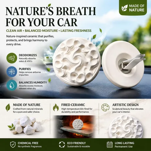 Vista 2 de Ambientador de cerámica curativa purificadora de aire con clip de ventilación, ambientador de cerámica natural sin olor, hermosa decoración