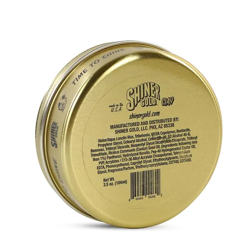 Vista 2 de Shiner Gold - Pomada de arcilla Fijación fuerte Acabado mate A base de agua Aroma de coco, 3.5 onzas