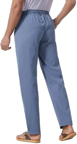 Vista 5 de Pantalones casuales de lino de algodón para hombre, pantalones sueltos de playa, pantalones largos de yoga ligeros