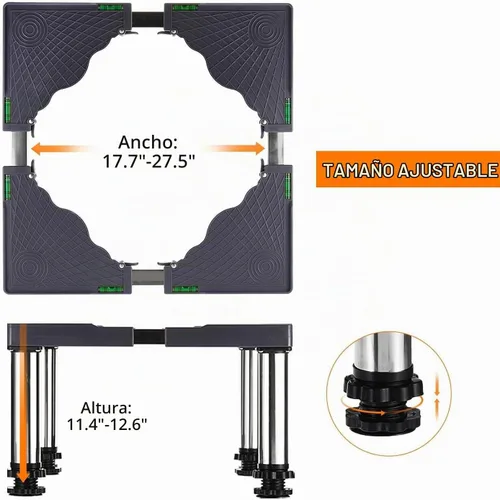 Vista 5 de Mini soporte para nevera, 11.4 a 12.6 pulgadas de altura, base de soporte de lavandería con 4 patas fuertes
