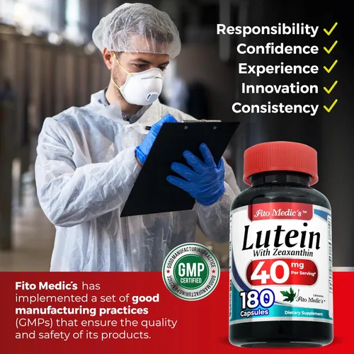 Vista 6 de FITO MEDIC'S Lab Luteína 180 Cápsulas 40 mg Suplementos de Luteína 40 mg Luteína y zeaxantina Extracto Concentrado Luteína 40 mg