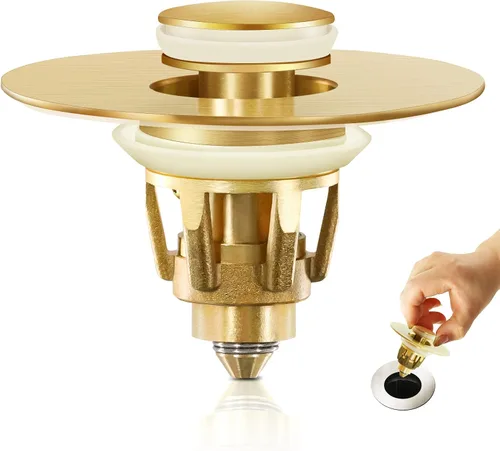 Vista 13 de QYHNYJF Tapón de lavabo de baño mejorado con recogedor de pelo, tapón de drenaje universal emergente, sello de acero inoxidable y silicona