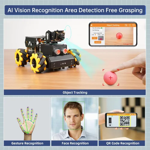 Vista 7 de Coche Robot TurboPi para RaspberryPi Gran Modelo AI Modelo de Visión y Voz de Interpretación de Escenas con Evitación de Obstáculos Kit Robótico
