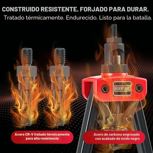 Vista 5 de KOOPOOL Kit de herramientas de tuerca remachadora de 14 pulgadas, herramienta de remache resistente con 7 mandriles