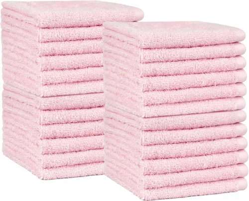 Vista 10 de Amazon Basics Toallas de algodón para la cara, suaves, absorbentes, paquete de 12, color negro, 12 x 12 pulgadas