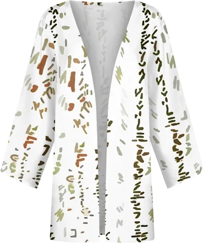 Vista 2 de Long Sleeve Kimono for Womens Retro Print Casual Duster Blouse Tops Coat 34 Sleeve Jackets Lightweight Cardigans