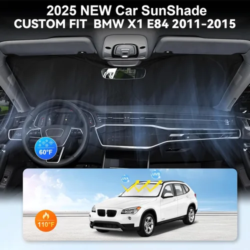 Vista 4 de Para BMW X1 E84 Parasol para parabrisas de coche, protector de visera de sol, bloqueador de rayos UV, reflectante de calor, cubierta de ventana