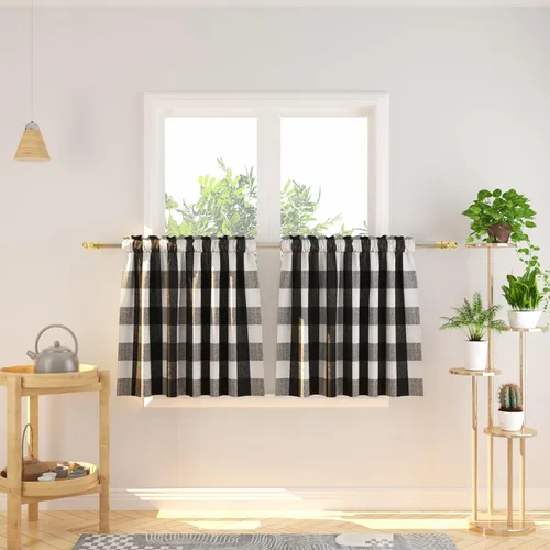 Vista 212 de Cenefas de cortina para ventana de 16 pulgadas de largo, 2 paneles de cuadros búfalo, cortinas pequeñas con bolsillo para barra, estilo clásico