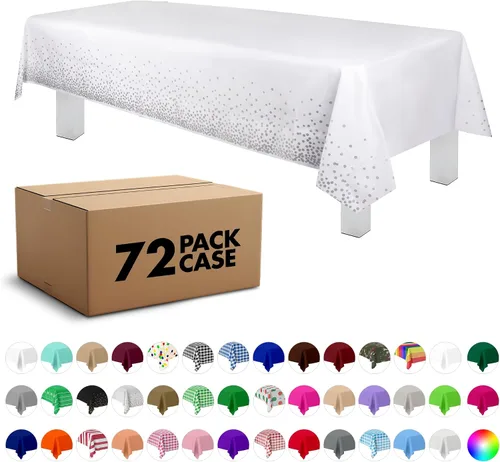 Vista 24 de Grandipity Mantel de plástico desechable de calidad prémium para fiestas con temática de globos de cumpleaños, 1 paquete, 54 x 108 pulgadas, mantel