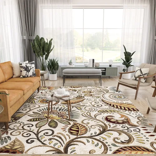 Vista 16 de Alfombras modernas de 5 x 7 para interiores, para sala de estar, comedor, dormitorio, cocina, entrada, alfombra contemporánea, marrón Marrón