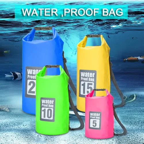 Vista 6 de Bolsa seca impermeable, mochila de almacenamiento seca ligera con parte superior enrollable, natación, canotaje, kayak, campamento, playa (azul 10 L)