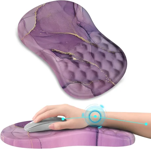Vista 12 de AIMSA Alfombrilla de mouse con soporte para reposamuñecas, ergonómica, diseño de espuma viscoelástica, alivio del dolor, cómoda base de poliuretano