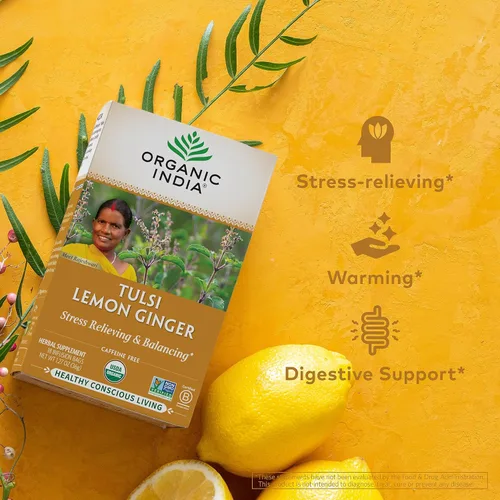Vista 4 de Organic India - Té orgánico de Tulsi, té de hierbas, 18 bolsas de infusión. paquete de 6