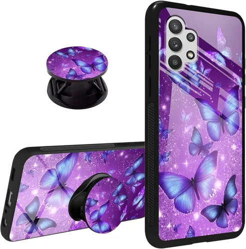 Vista 18 de Funda para Samsung Galaxy A32 5G agarre de teléfono con soporte extensible soporte soporte soporte, TPU suave parachoques a prueba de golpes