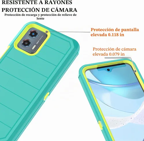 Vista 4 de Funda para Moto G 5G 2023 (sin protector de pantalla) con funda duradera de 3 capas a prueba de caídas, a prueba de golpes, funda de goma sólida