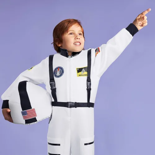 Vista 6 de Geyoga Disfraces de astronauta para niños, juego de rol con casco de astronauta para fiesta temática de cumpleaños