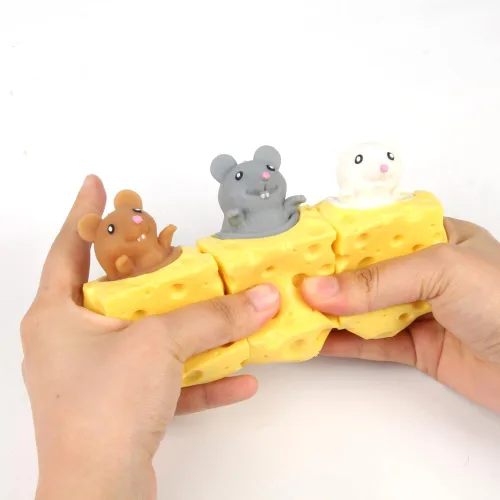 Vista 2 de Juguete para Apretar de Ratón de Queso Divertidos Juguetes Fidget 3 Piezas para Alivio del Estrés Ansiedad Tensión Regalo Sensorial Recuerdo
