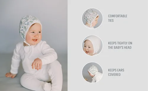 Vista 4 de KLUSHA Gorro de bebé de doble cara de bambú y algodón para recién nacidos, gorro de hospital reversible transpirable para todas las estaciones