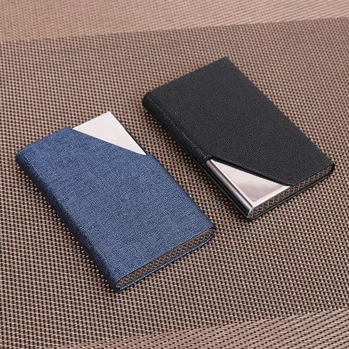 Vista 4 de homEdge Tarjetero, PU negro y azul, Minimalista