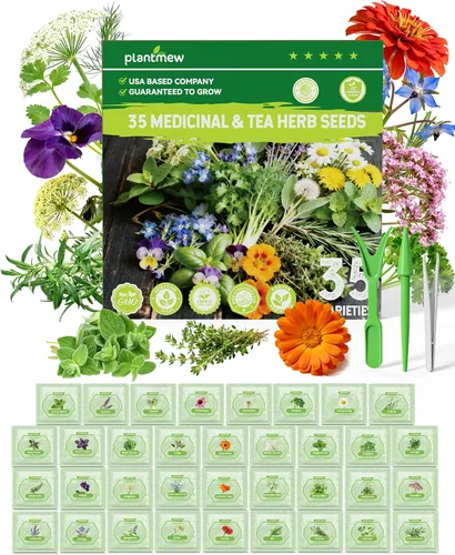 Vista 10 de 35 semillas de hierbas medicinales y de té para plantar, paquete variado