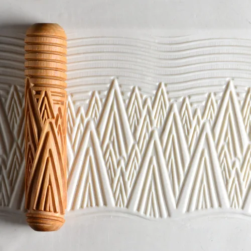 Vista 44 de MKM Pottery Tools Rodillos de mano grandes de madera para arcilla (BHR-01 Diagonal Basketweave)