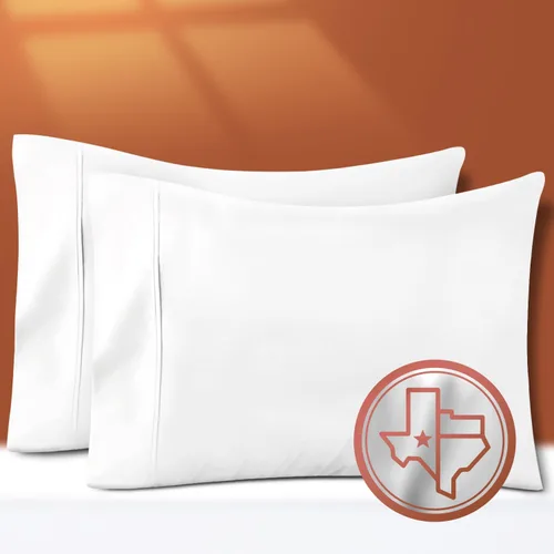 Vista 30 de TEXAS LINEN CO. Juego de 4 fundas de almohada tamaño queen de 100% algodón egipcio - Fundas de almohada de lujo de 600 hilos tamaño queen/estándar