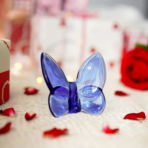 Vista 4 de kanpura Figura de mariposa de cristal azul, figura de mariposa voladora, adorno de mariposa de cristal, animal de cristal coleccionable