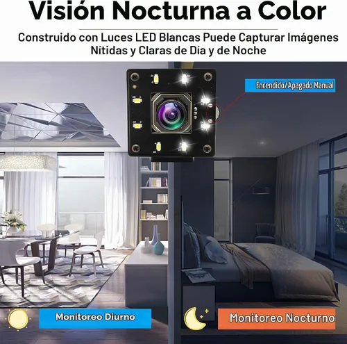 Vista 5 de Cámara USB 4K enfoque automático de 100 grados sin distorsión lente de visión nocturna a color cámara web para computadora UVC USB2.0 Lightburn Cam