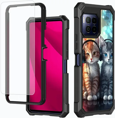 Vista 30 de Funda para T-Mobile Revvl 7 de 6.6 pulgadas con protector de pantalla, policarbonato duro de doble capa resistente y TPU suave a prueba de golpes