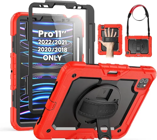Vista 10 de SEYMAC Funda para iPad Pro 11 de 4ª, 3ª, 2ª, 1ª generación (2022/2021/2020/2018), funda protectora de cuerpo completo a prueba de golpes con Negro