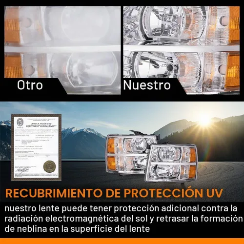 Vista 4 de G-PLUS Conjunto de faros, compatible con Chevy Silverado 2007 2008 2009 2010 2011 2012 2013 2014 Chevy Silverado parachoques faro, lente Cromo