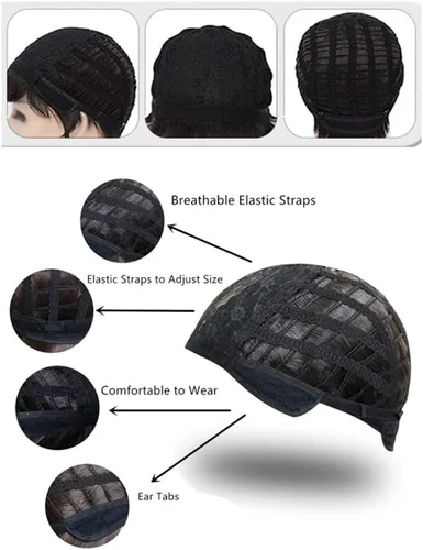 Vista 4 de Kadiya - Peluca de pelo sintético negro resistente al calor para niños, para cosplay, Negro