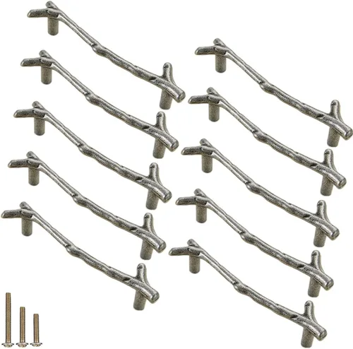 Vista 19 de 4 Piezas Tiradores de Rama Vintage Pomos de Gabinete Rama de Árbol Manija de Tirador, 3.8" CC Manija de Cajón de Aleación de Zinc para Casa de Campo