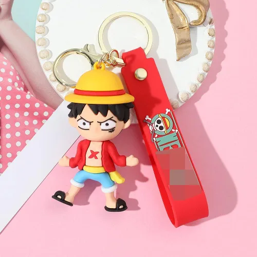 Vista 7 de Llavero con diseño de anime de una pieza, Luffy Law Sanji con colgante de acrílico y accesorios de regalo para hombres y niños, S
