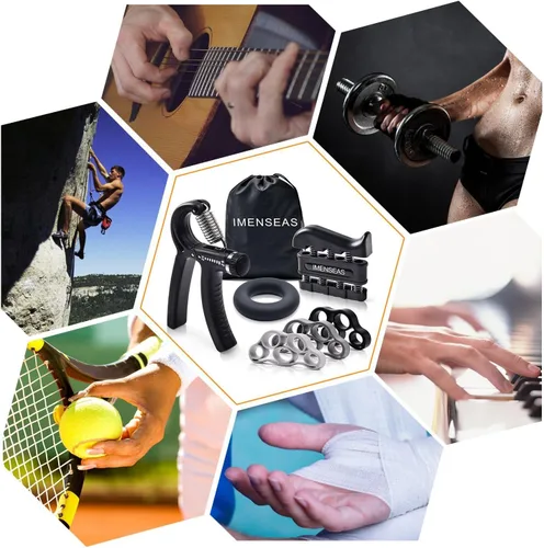 Vista 6 de Grip Strength Trainer 7 Pack Adjustable Hand Gripper, Finger Stretcher Resistance Extensor Bands, Finger Exerciser, Grip Strength Ring & Stress