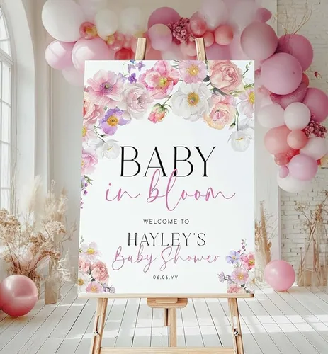 Vista 6 de Letrero personalizado con nombre, decoración de baby shower de flores silvestres para niño o niña, fiesta de revelación de género, tema floral