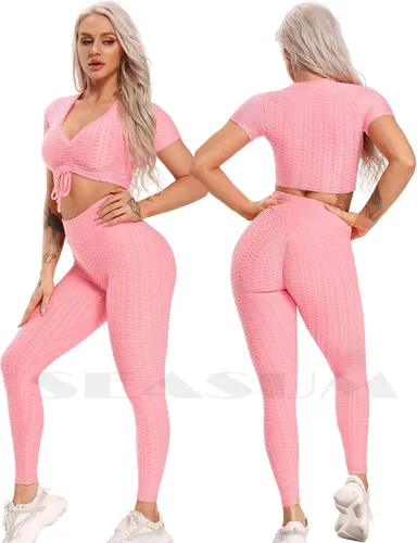 Vista 111 de SEASUM - Pantalones de yoga de cintura alta para mujer, con control de abdomen y realce de glúteos, leggings favorecedores para entrenar y correr