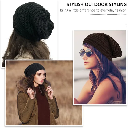 Vista 7 de DANMY Gorros de invierno para mujer cálidos y gruesos de punto trenzado suave para mujer