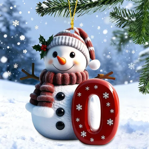 Vista 20 de Adornos de muñeco de nieve de Navidad, linda decoración de árbol de Navidad en forma de letra personalizada colgante, adorno colgante de bricolaje
