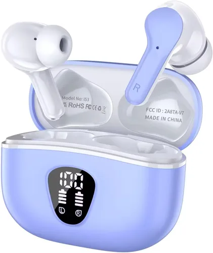 Vista 16 de Auriculares inalámbricos, Bluetooth 5.3 Auriculares estéreo de alta FG-Blanco Puro