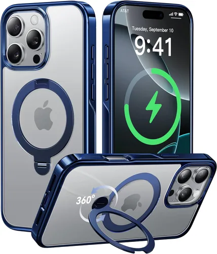 Vista 13 de CASEKOO Funda plateada brillante para iPhone 17 Pro con soporte magnético giratorio de 360 grados [compatible con MagSafe]