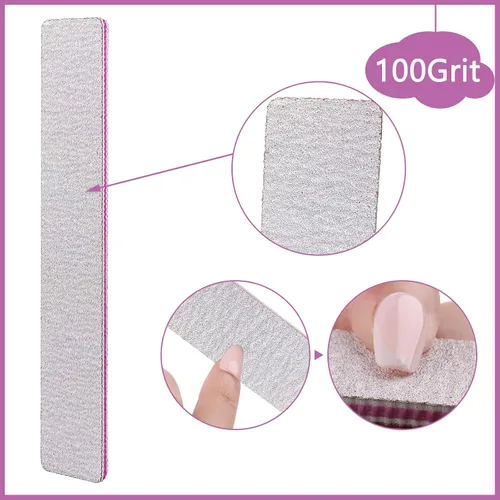 Vista 2 de Paquete de 24 limas de uñas, grano 100/180 de doble cara, profesional, reutilizable, lavable, lima de uñas, herramientas de manicura para uñas