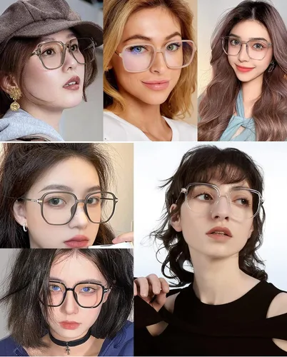 Vista 2 de Gafas transparentes vintage para mujeres y hombres con marco cuadrado lindo anteojos falsos sin receta