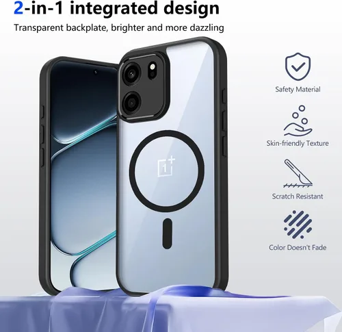 Vista 477 de Funda magnética transparente compatible con Xiaomi 17T, color negro 2 en 1 PC + TPU cubierta de teléfono a prueba de golpes, carcasa protectora