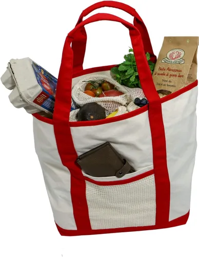 Vista 8 de Simple Ecology Bolsa de comestibles reutilizable de algodón orgánico súper fuerte XL
