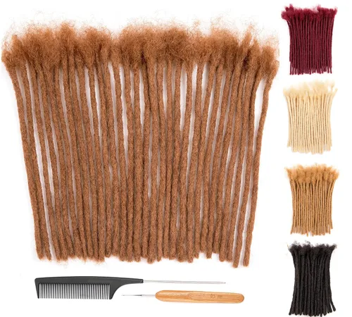 Vista 16 de DAIXI 0.2cm y 0.4cm y 0.6cm y 0.8cm de grosor 4-18 pulgadas 10 hebras extensiones de rastas de cabello humano 100% real para hombres/mujeres