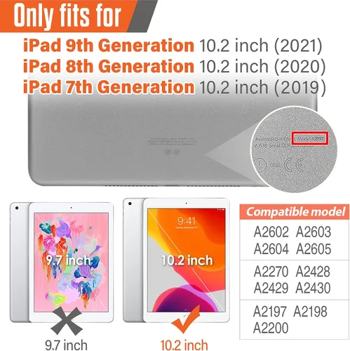 Vista 2 de Timecity Funda para iPad de 9ª/8ª/7ª generación de 10.2 pulgadas, protección duradera con protector de pantalla, asa, soporte, correa, soporte