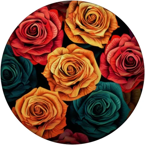 Vista 3 de PopSockets de collage floral vibrante de rosas caleidoscopio, PopGrip estándar