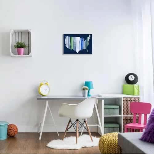 Vista 2 de Stupell Industries Abstract Stripe - Placa de pared con mapa de Estados Unidos de América, 19 x 13, azul